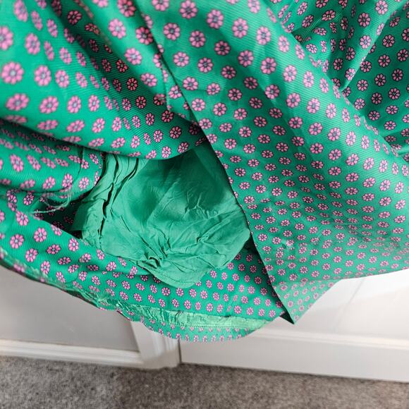 Vintage Floral Sheath Dress Women Meduim Green 70s Preppy Cottage Retro Mod - Picture 6 of 12